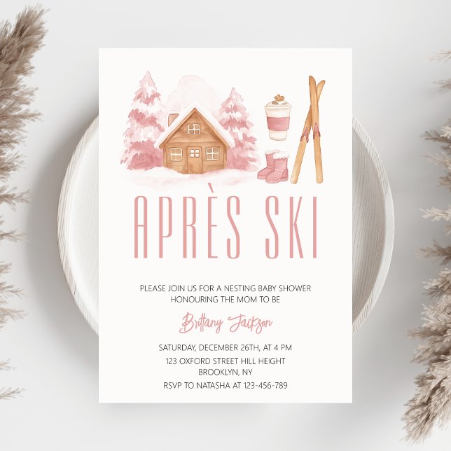 Apres Ski Rosa Winter Nested Baby Shower Inbjudningar (Skapare uppladdad)