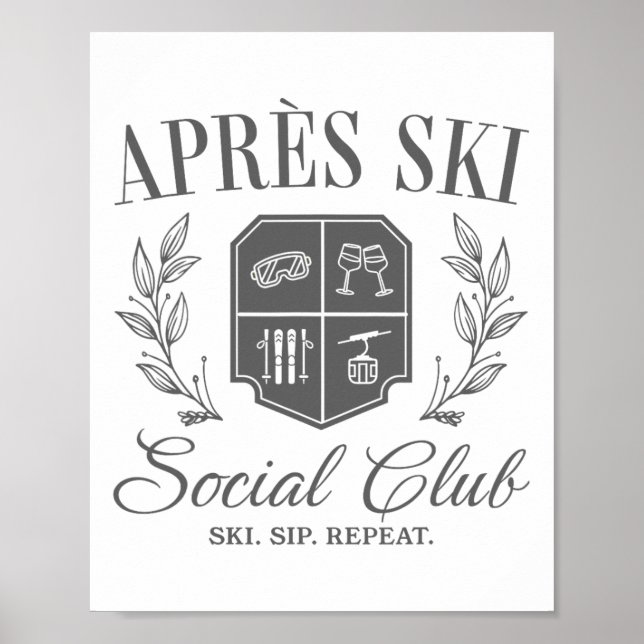 Apres Ski Social Klubb Downhill Skiing Ski Sip Rep Poster (Framsidan)