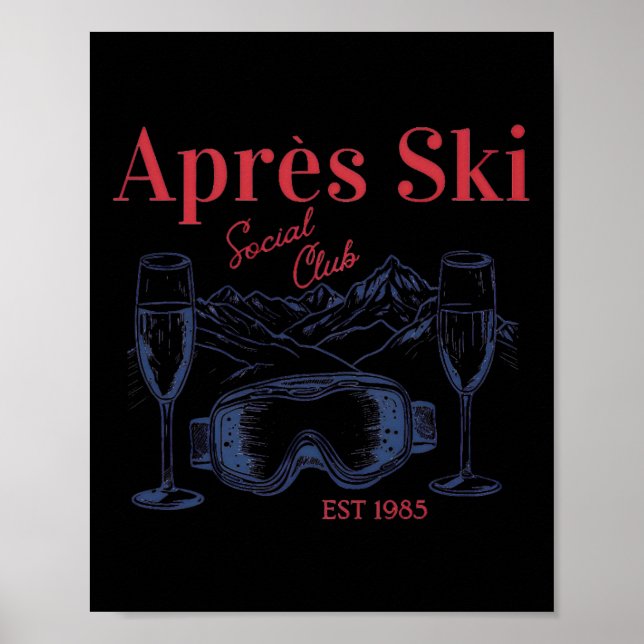Apres Ski Social Klubb Drinking Party Womens Winte Poster (Framsidan)