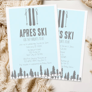 Apres Ski Winter Theme Blue Baby Shower Inbjudningar