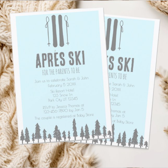 Apres Ski Winter Theme Blue Baby Shower Inbjudningar (Skapare uppladdad)