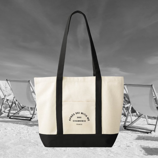 Après Ski with Me Winter Black Ski Vapensköld Tygkasse (Skapare uppladdad)