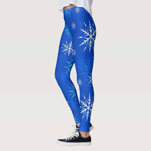 Après-skida blått för Snowflakedesigndamasker Leggings (Vänster)
