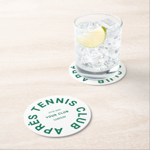Après Tennis Club Anpassad Grön Kam Underlägg Papper Rund