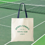 Après Tennis Social Klubb Grönt Vapensköld Navy Ha Tygkasse<br><div class="desc">Après Tennis Social Klubb Grönt Vapensköld,  marinband,  tennis tote bag. Anpassa till år och plats. Perfekt för att ha med dig dina tennis-essentialer,  som gåva till en tennis älskare eller som presentväskor till en tennistemakabhelor eller bachelorettfest. Designad för att matcha vår Après Tennis Social Klubb Collection.</div>