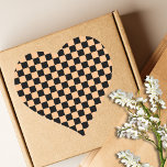 Apricot and Black Checkered Vintage Hjärtformat Klistermärke<br><div class="desc">Apricot and Black Checkered Vintage</div>