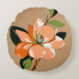 Apricot Azalea på Tan Rund Kudde