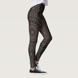 Apricot Beige Mandala med Elegant Symmetry Leggings