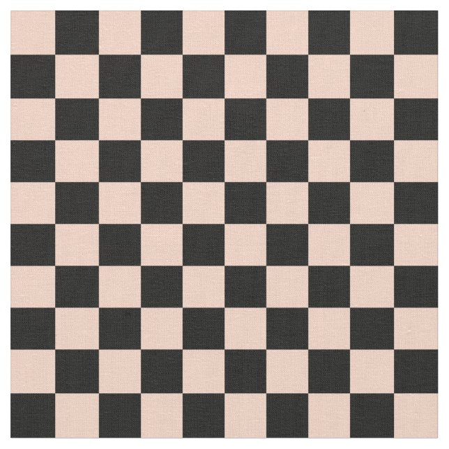 Apricot & Black Checkerboard Tyg (Närbild)