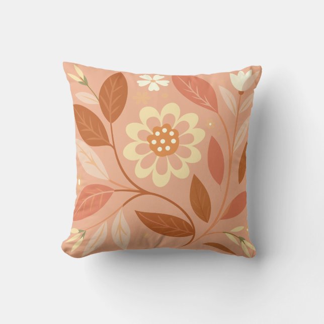 Apricot  Blommigt Garden Dekorativ kudde (Framsida)