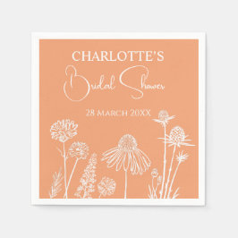 Apricot Blomster Skissad Bröllopsfest  Pappersservett