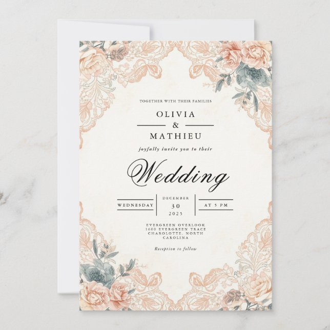 Apricot Blossom Archway Wedding Inbjudningar (Framsida)