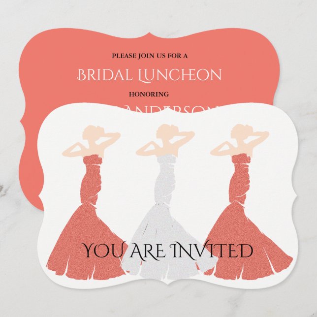 Apricot Bröllop ska vara min Bridesmaid Brudens si Inbjudningar (Fram/baksida)