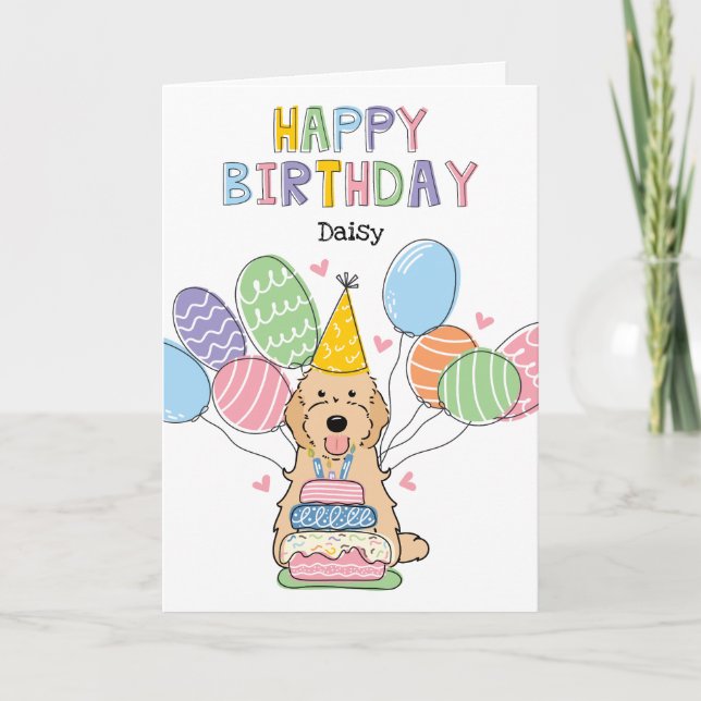 Apricot Cockapoo Cavapoo Hund Grattis på födelseda Kort (Framsida)