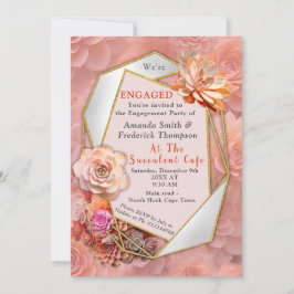 Apricot Crush Färg 2024 med Succulents Inbjudningar