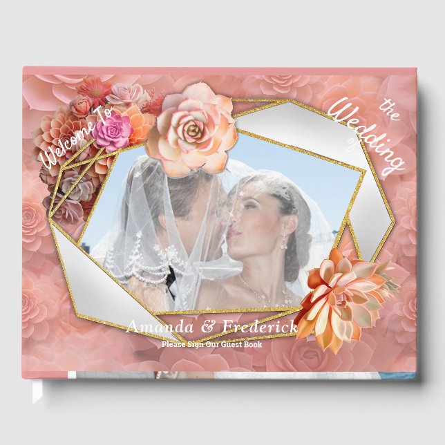 Apricot Crush Succulent Färg för 2024 Gästböcker (Framsida)