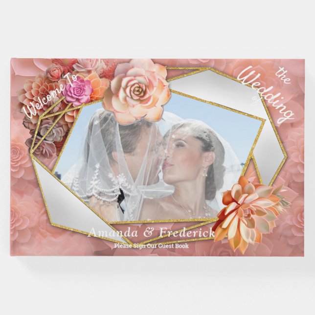 Apricot Crush Succulent Färg för 2024 Gästböcker (Framsida)