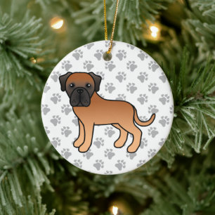 Apricot Engelsk Mastiff Söt Tecknad Hund Julgransprydnad Keramik