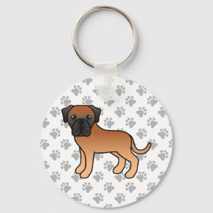 Apricot Engelsk Mastiff Söt Tecknad Hund Nyckelring
