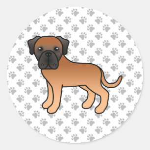 Apricot Engelsk Mastiff Söt Tecknad Hund Runt Klistermärke