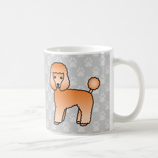Apricot Färg Toy Poodle Hundar På Grå Kaffemugg (Höger)