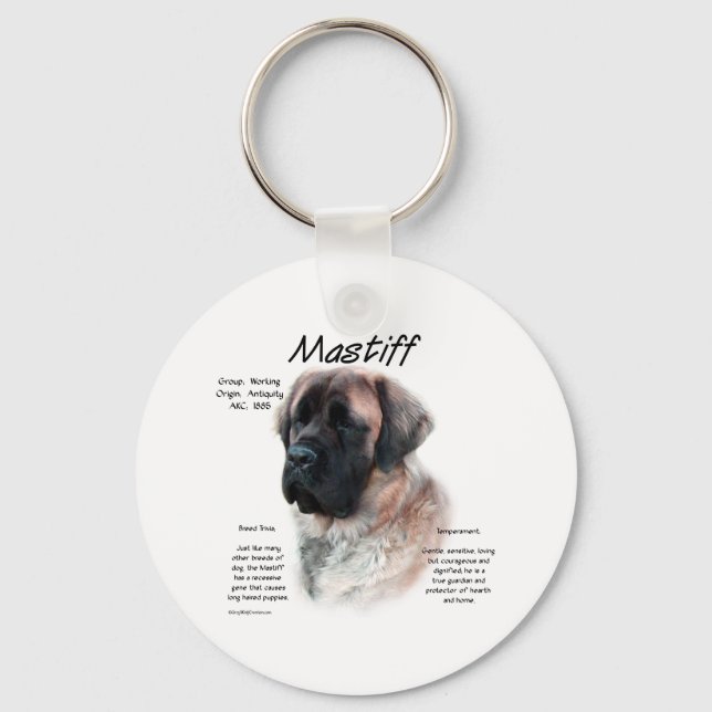 Apricot Fluffy Mastiff Historik Nyckelring (Framsida)