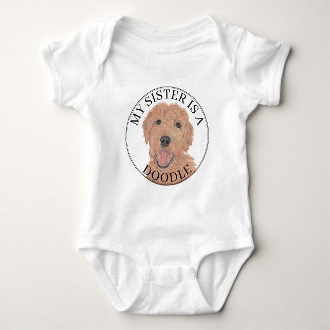 Apricot Golden Doodle Dog Big Sister T Shirt (Framsida)