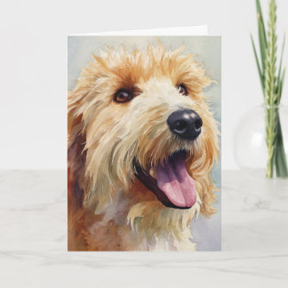 Apricot golden doodle watercolor kort
