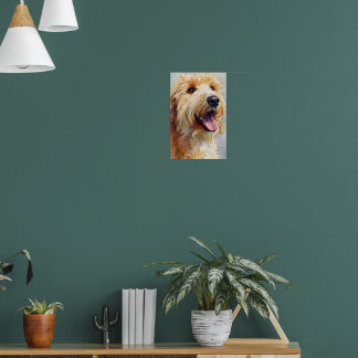 Apricot golden doodle watercolor poster