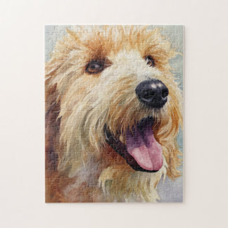 Apricot golden doodle watercolor pussel