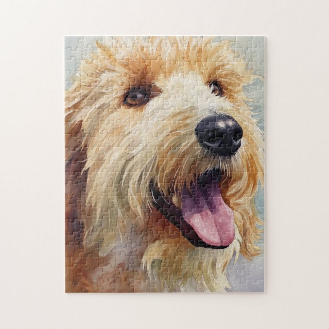 Apricot golden doodle watercolor pussel (Vertikal)