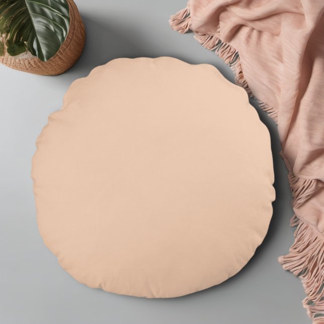 Apricot Light Peach Minimalist Solid Färg Rund Kudde (Skapare uppladdad)