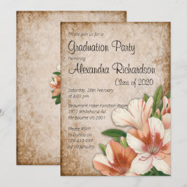 Apricot Lilies Vintage Studenten Inbjudningar