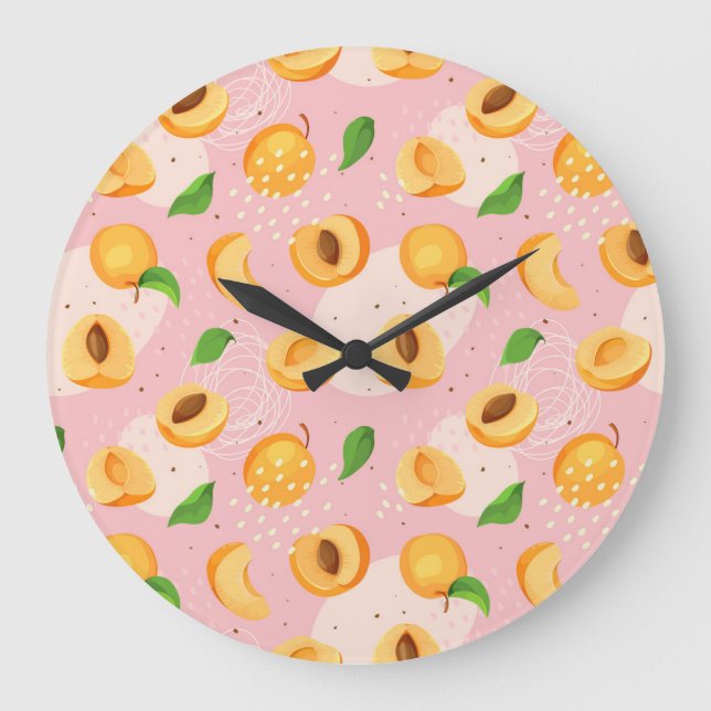 Apricot, löv, sömlös vintage struktur. stor klocka (Framsida)