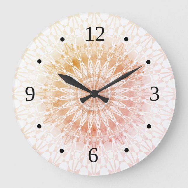 Apricot Mandala Geometric Stor Klocka (Framsida)