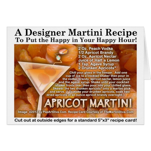Apricot Martini Recept Card Hälsningskort (Framsidan Horizontal)