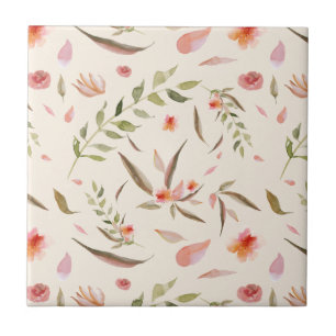 Apricot, Mauve, Taupe Blommigt Clear Image Seamles Kakelplatta