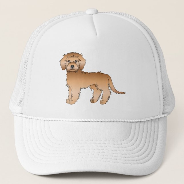 Apricot Mini Goldendoodle Söt Tecknad Hund Keps (Framsida)