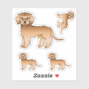 Apricot Mini Goldendoodle Söt Tecknad Hund Klistermärken