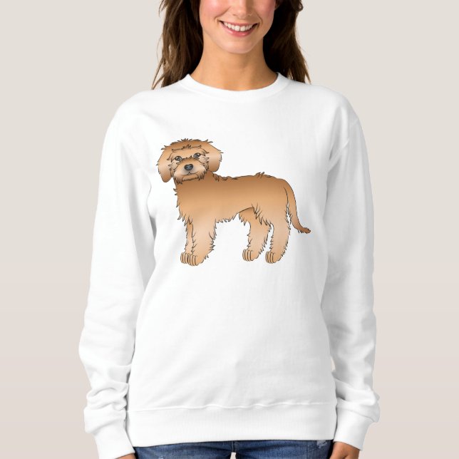 Apricot Mini Goldendoodle Söt Tecknad Hund T Shirt (Framsida)