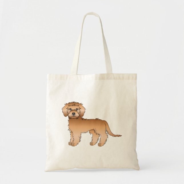 Apricot Mini Goldendoodle Söt Tecknad Hund Tygkasse (Framsidan)