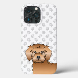 Apricot Mini Goldendoodle Söt Tecknad Hundhuvud