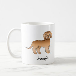 Apricot Mini Goldendoodle Tecknad hund & Namn Kaffemugg