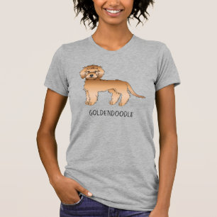 Apricot Mini Goldendoodle Tecknad hund & Text T Shirt