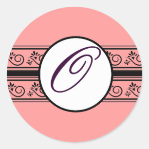 Apricot Monogram Bröllop Gräns Valfri Färg Runt Klistermärke