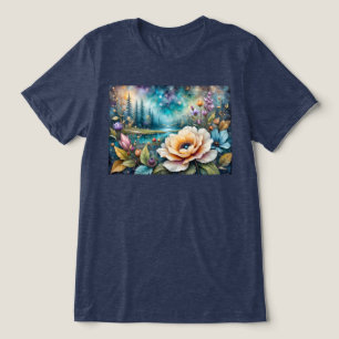 Apricot och Blue Cosmos flodlandskap T Shirt