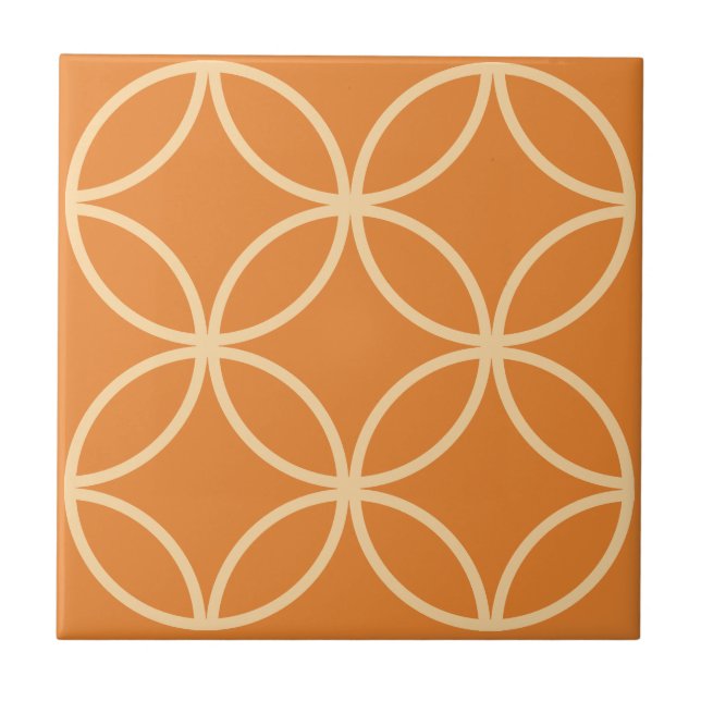 Apricot orange tile med upprepad cirkel mönster kakelplatta (Framsidan)
