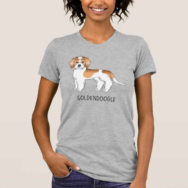Apricot Parti-färg Mini Goldendoodle Hund & Text T Shirt (Framsida)