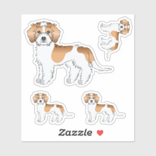 Apricot Parti-färg Mini Goldendoodle Hundar Klistermärken