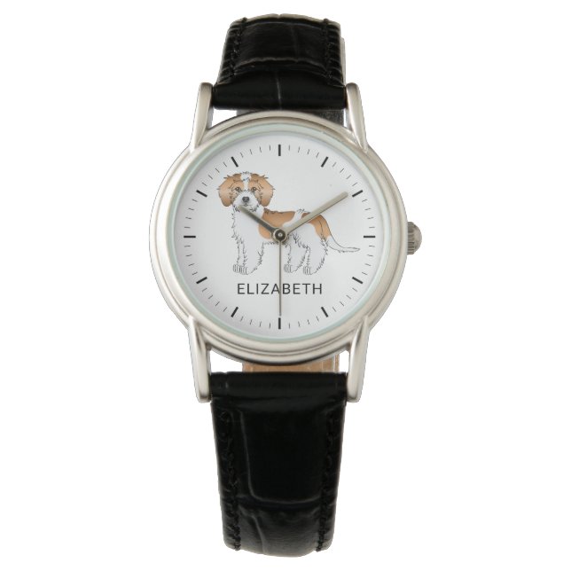 Apricot Parti-färgad Mini Goldendoodle Hund Armbandsur (Framsida)